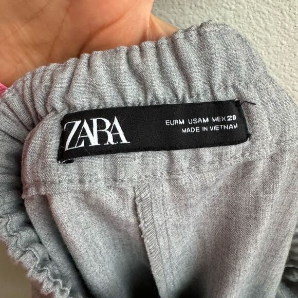 $5/$25 Zara High Waisted Tapered Trouser Cuffed Relaxed Slouchy Size Medium Gray - Picture 5 of 6